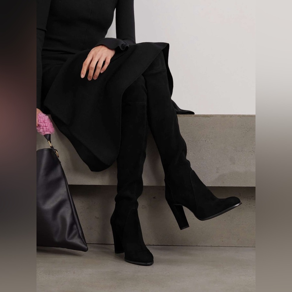 STUART WEITZMAN Highland black suede over-the-knee boots sz 10 - Picture 3 of 11
